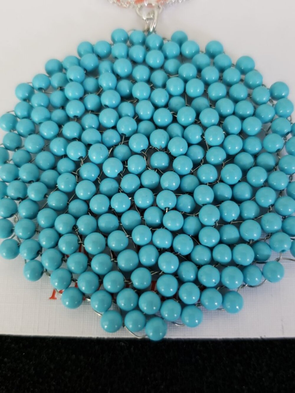 NEW Large Turquoise Circle lace Hematite Necklace #168 - Picture 2 of 3
